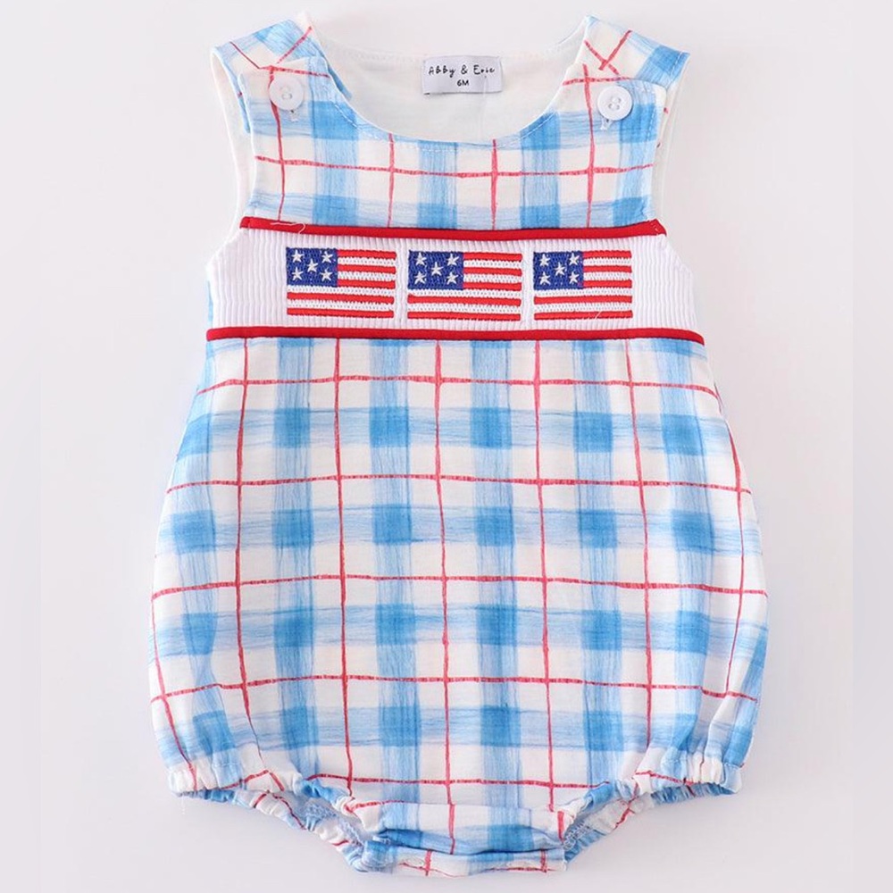Patriotic Plaid Baby Romper